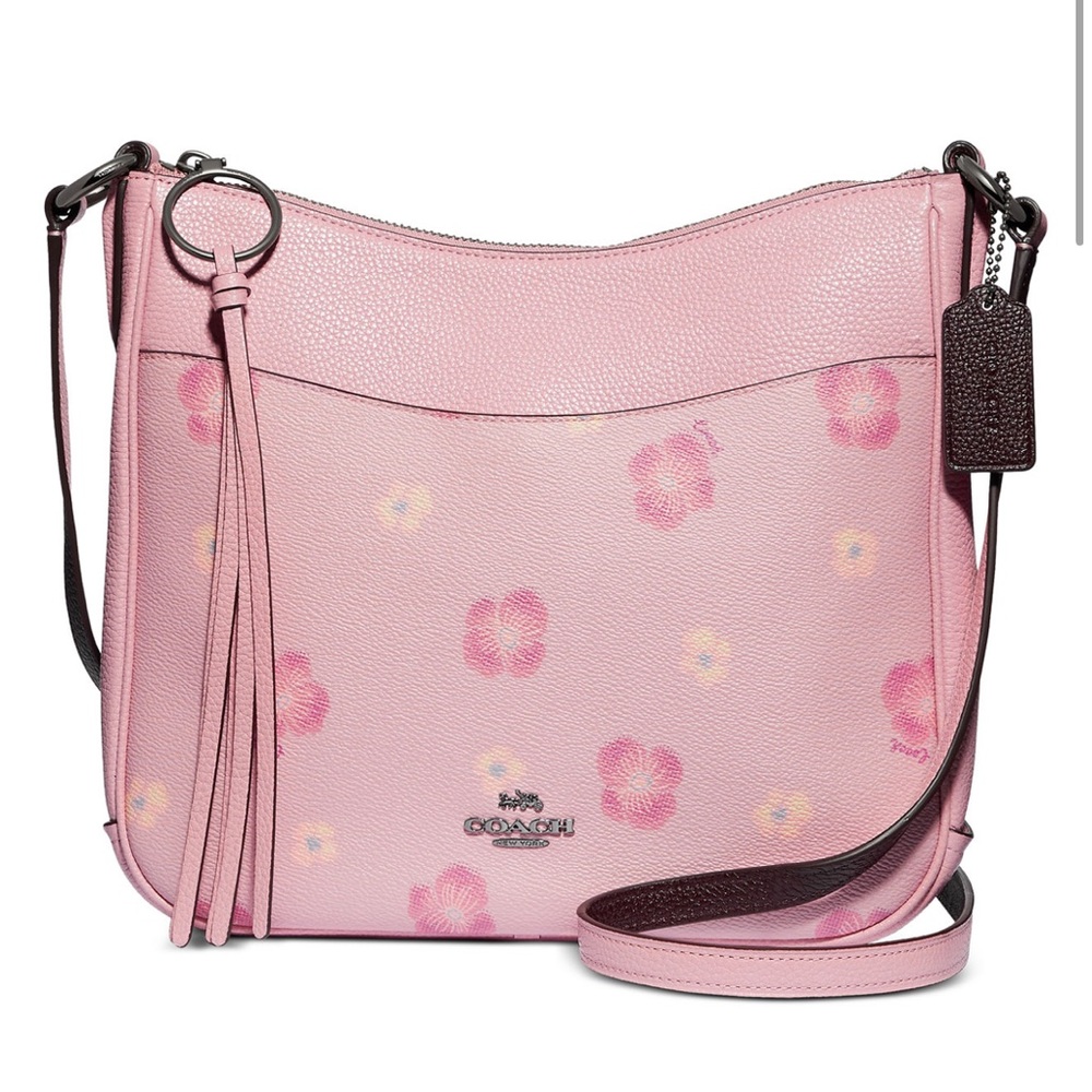 Coach chaise pansy print leather crossbody